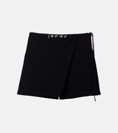 Loewe Paula's Ibiza Cotton And Silk Crêpe Skort In Black