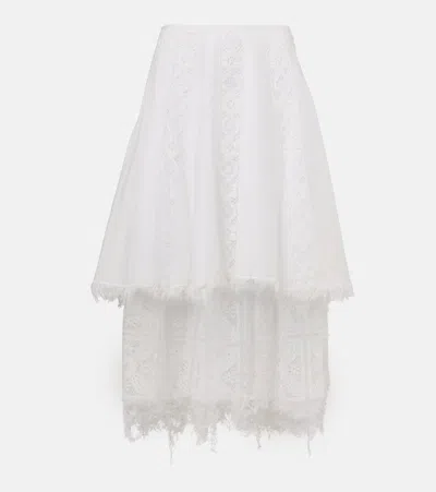 Loewe Paula's Ibiza Cotton And Silk Midi Skirt In White