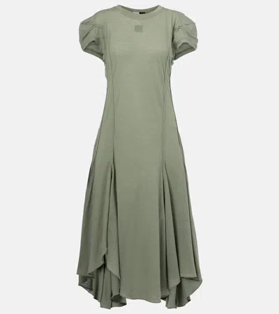 Loewe Paula's Ibiza Cotton-blend Midi Dress In Green
