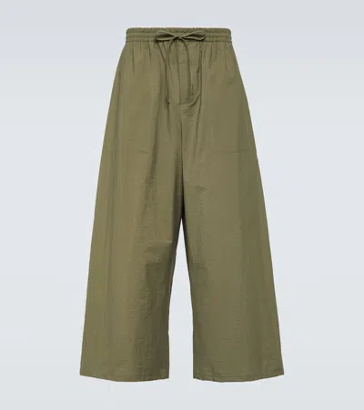 Loewe Paula's Ibiza Cotton-blend Wide-leg Pants In Green
