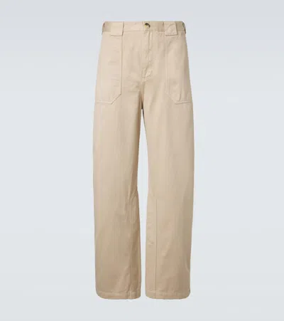 Loewe Paula's Ibiza Cotton Canvas Straight Pants In Neutral