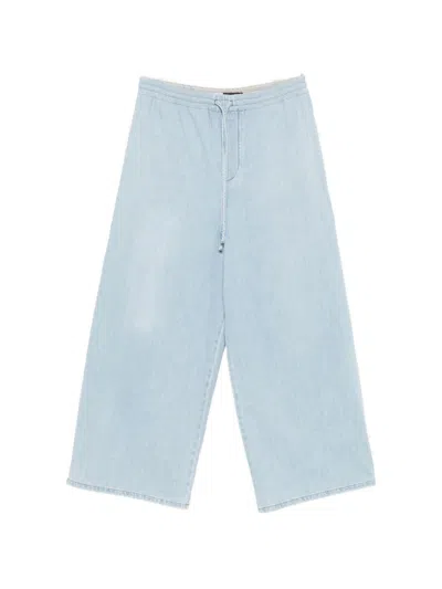 Loewe Paula's Ibiza Cotton Drawstring Trousers In Blue
