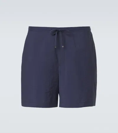 Loewe Paula's Ibiza Cotton-blend Poplin Shorts In Blue
