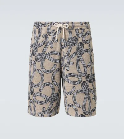 Loewe Paula's Ibiza Cotton-blend Terry Bermuda Shorts In Sand