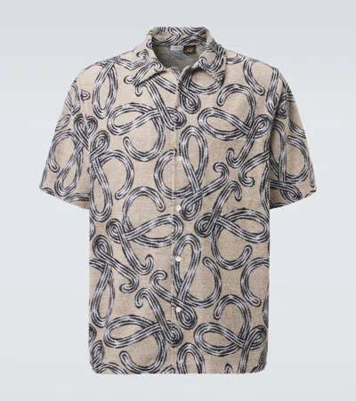 Loewe Short-sleeved Shirt With All-over Anagram In Neutral