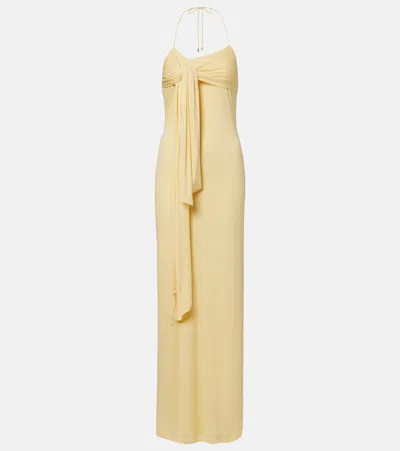 Loewe Womens Yellow Tie-front Halterneck Woven Maxi Dress