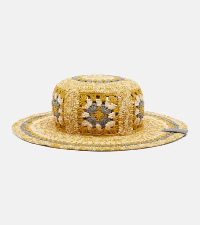Loewe Paula's Ibiza Crochet Raffia Bucket Hat In Sand