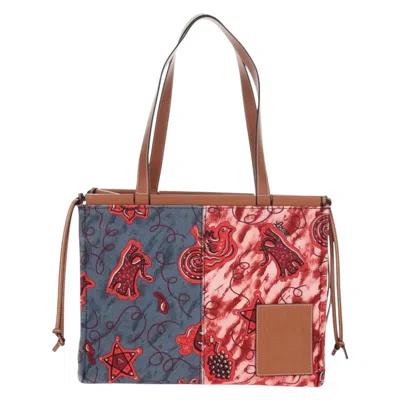Pre-owned Loewe Paula's Ibiza Cushion Tote Printed Canvas Red Canvas Tote Bag Bag ()