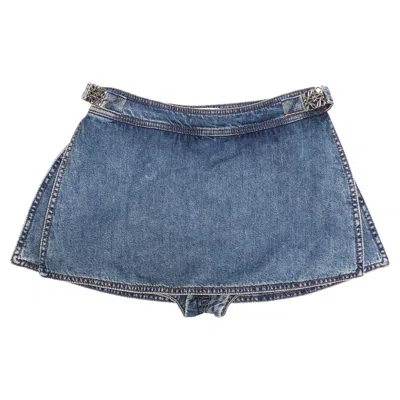 Pre-owned Loewe Paula Ibiza's Denim Anagram Mini Skort In Gray