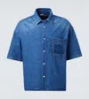 Loewe Anagram Short-sleeved Denim Shirt In Blue