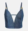 Loewe X Paula Ibiza Anagram-beaded Strappy Plunging Crop Top In Blue