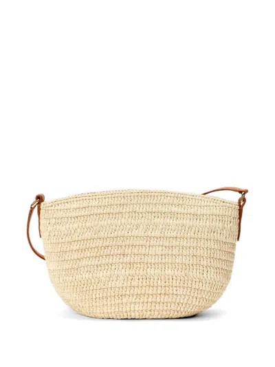 Loewe Paula's Ibiza Eclipse Rafia Pouch In Neutral