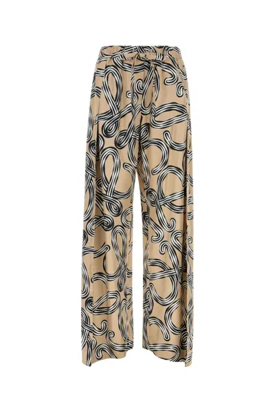 Loewe Silk Pant Abstract Print Ibiza Style In Brown