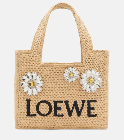 Loewe Paula's Ibiza Embellished Raffia Tote Bag In Brown