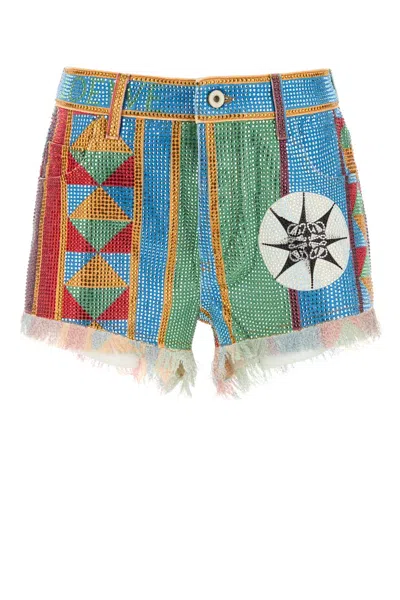 Loewe High Waist Denim Shorts Summer Edition In Multi