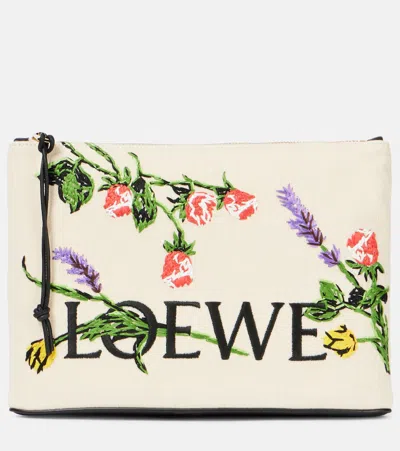 Loewe Paula's Ibiza Embroidered Canvas Pouch In Beige