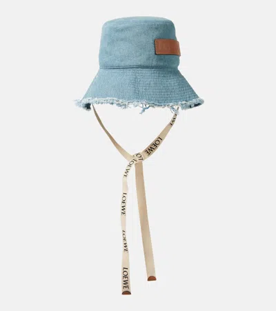 Loewe Paula's Ibiza Fisherman Denim Bucket Hat In Blue