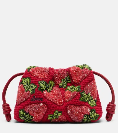 Loewe Paula's Ibiza Flamenco Mini Beaded Clutch In Orange