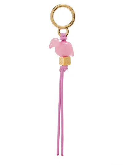 Loewe Flamingo Dice Leather Charm In Cotoncandy