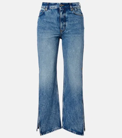 Loewe Denim Trousers With Flared Leg And Side Slits In Blue