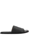 Loewe Black Anagram Flex Slides In Leather In Multi