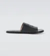 Loewe Black Anagram Flex Slides In Leather In Black