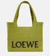Loewe Paula's Ibiza Font Small Raffia Tote Bag In Green