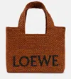 Loewe Small  Font Tote In Raffia In Gold