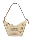 Loewe Mini Hammock Hobo In Raffia And Calfskin