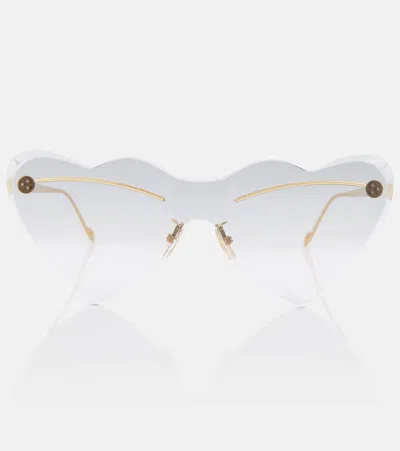Loewe + Paula's Ibiza Heart-shaped Gold-tone Sunglasses In Smoke