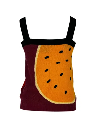 Pre-owned Loewe Paula's Ibiza Intarsia Tank Top In Red