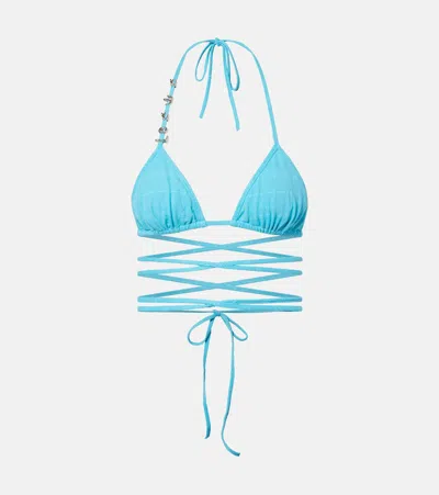 Loewe Paula's Ibiza Jacquard Bikini Top In Blue