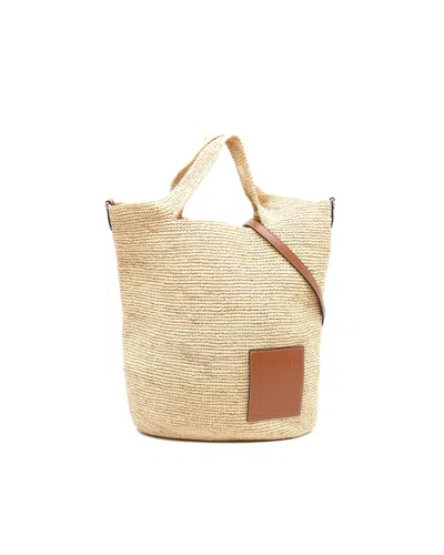 Loewe Paula's Ibiza Large Slit Raffia Bag In Brown