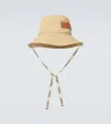 LOEWE PAULA'S IBIZA LEATHER-TRIMMED CANVAS BUCKET HAT