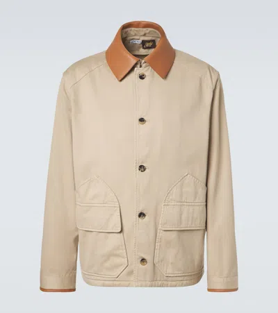 Loewe Paula's Ibiza Leather-trimmed Cotton Jacket In Neutral