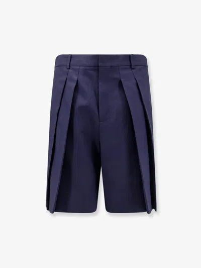 Loewe Paula's Ibiza Linen And Cotton Bermuda Shorts In Blue