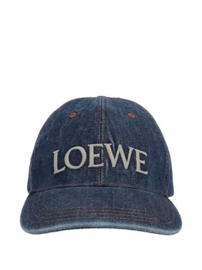 Loewe Denim Logo Cap In Red
