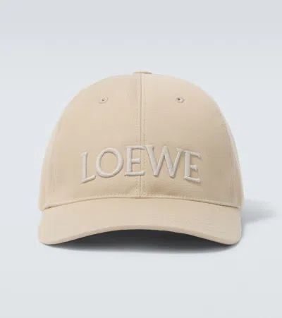 Loewe Paula's Ibiza Logo Embroidered Cotton Baseball Cap In Sand