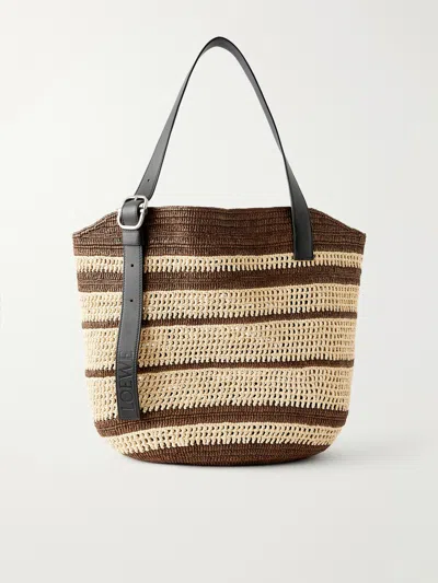 Loewe Loop Basket Striped Shoulder Bag In Black