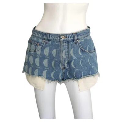 Pre-owned Loewe Paula's Ibiza Lunar Denim Shorts In Gray