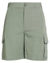 Loewe Paula's Ibiza Man Shorts & Bermuda Shorts Sage Green Size 36 Viscose, Linen In Green