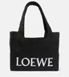 Loewe Paula's Ibiza Medium Logo Raffia Tote Bag In Black