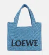 Loewe Small Font Woven-raffia Tote Bag In Blue