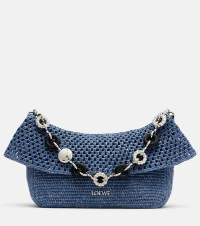 Loewe Medium Ola Bag In Crochet For Woman In Blue