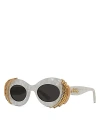 Loewe Gray Paula's Ibiza Pavé Oval Sunglasses In Gray/gray Solid