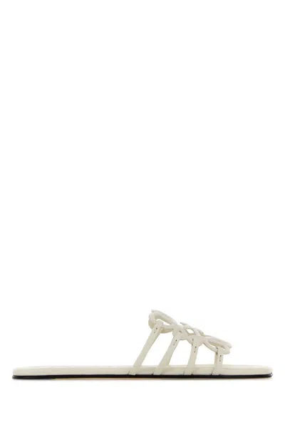 Loewe Paula's Ibiza Paula's Ibiza Anagram Petal Leather Slippers In White