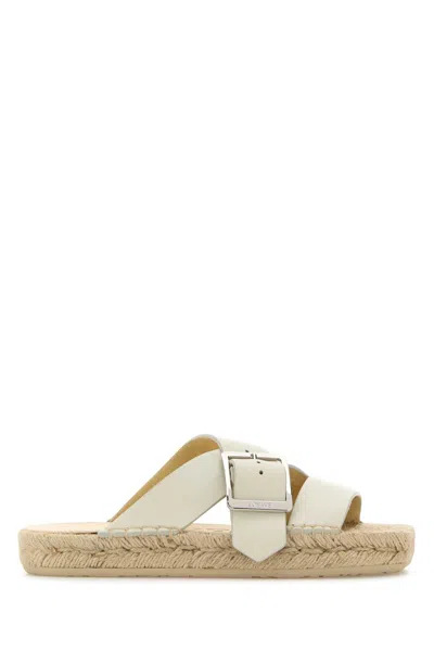 Loewe White Leather Paula S Ibiza Petal Slippers In Neutral