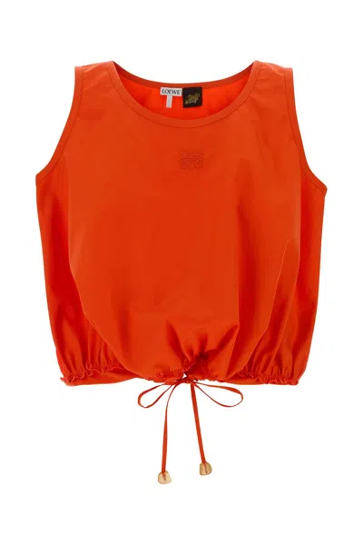 Loewe Poplin Cropped Sleeveless Top Ibiza Edition In Orange