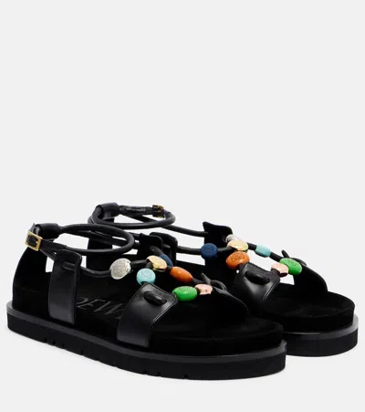 Loewe Beaded Sandals In Multi