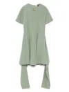 Loewe Linen-blend Midi Dress With Front Knot In Green